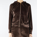 Felpa Cioccolato in velluto con logo in strass sul retro NS152 85 NO SECRETS 