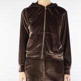 Felpa Cioccolato in velluto con logo in strass sul retro NS152 85 NO SECRETS 