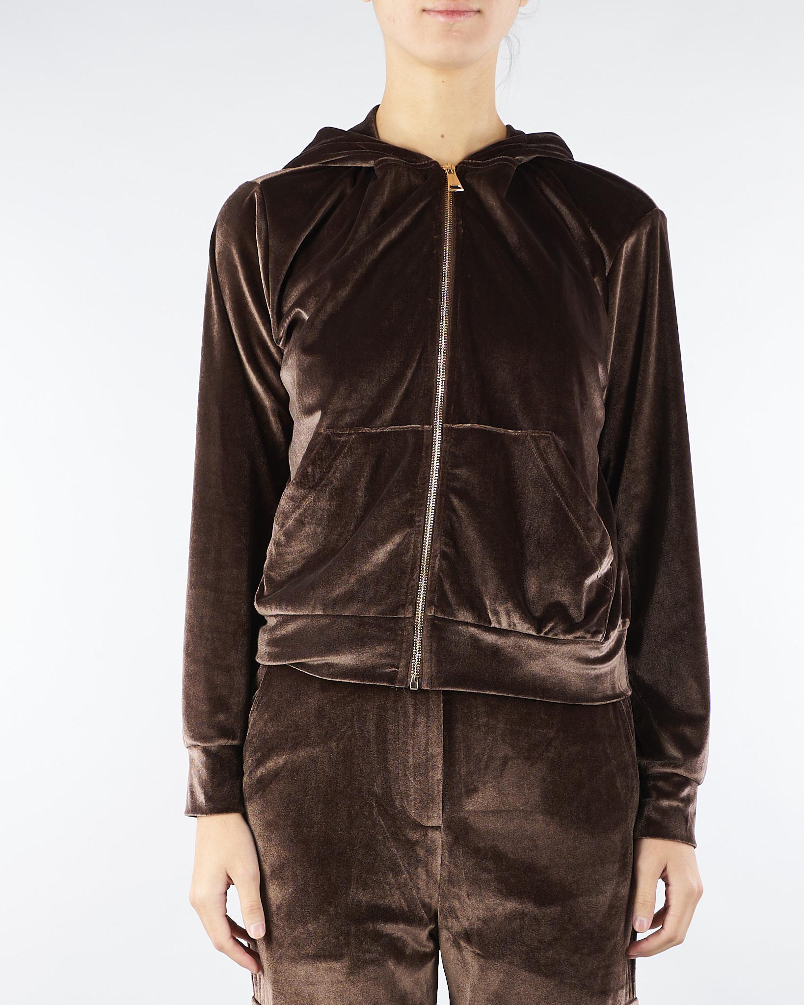 Felpa Cioccolato in velluto con logo in strass sul retro NS152 85 NO SECRETS 