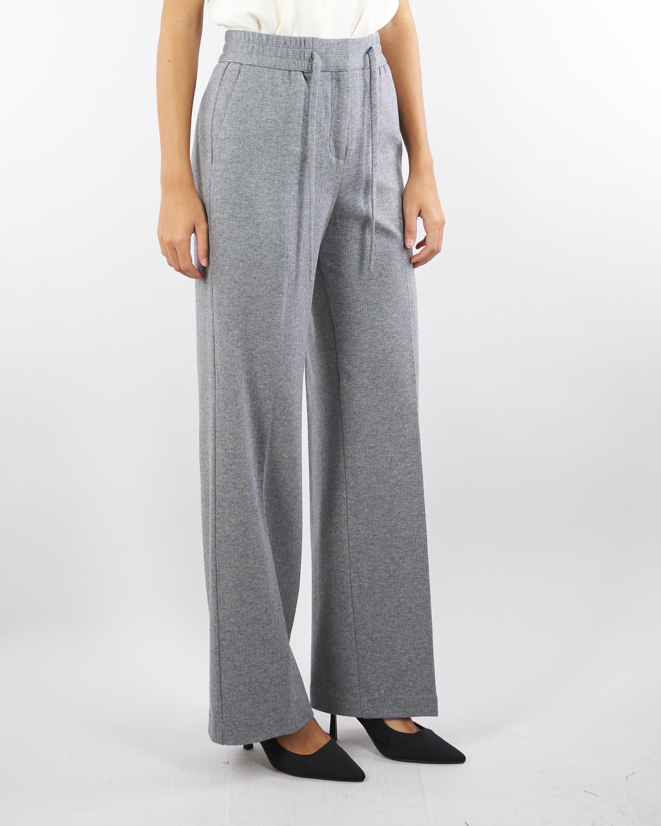 Pantalone Grigio Etel in jersey di lana gessato ETEL 716 NENETTE 