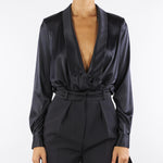 Body Nero in raso di seta CB00757E2 110 ELISABETTA FRANCHI 