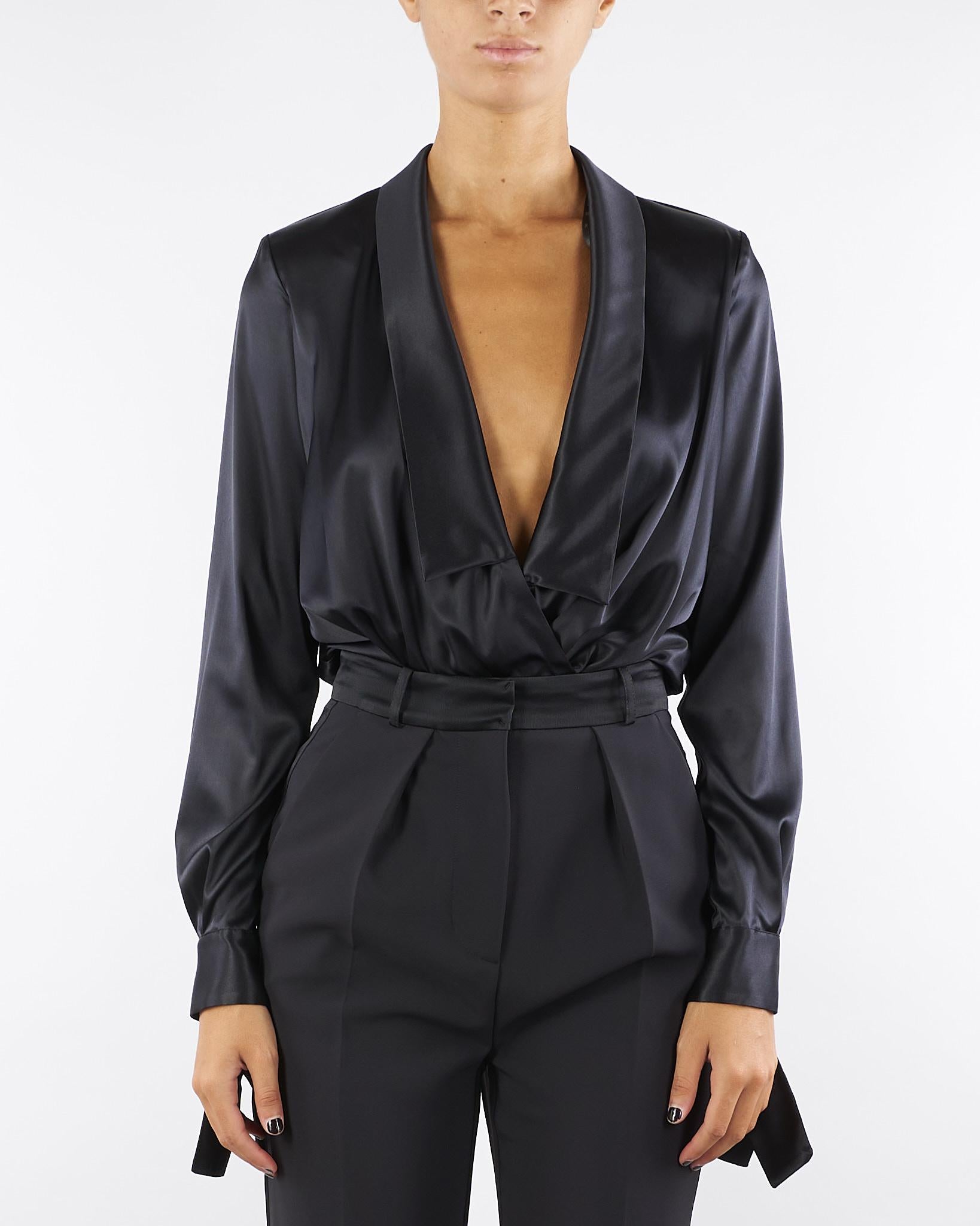 Body Nero in raso di seta CB00757E2 110 ELISABETTA FRANCHI 