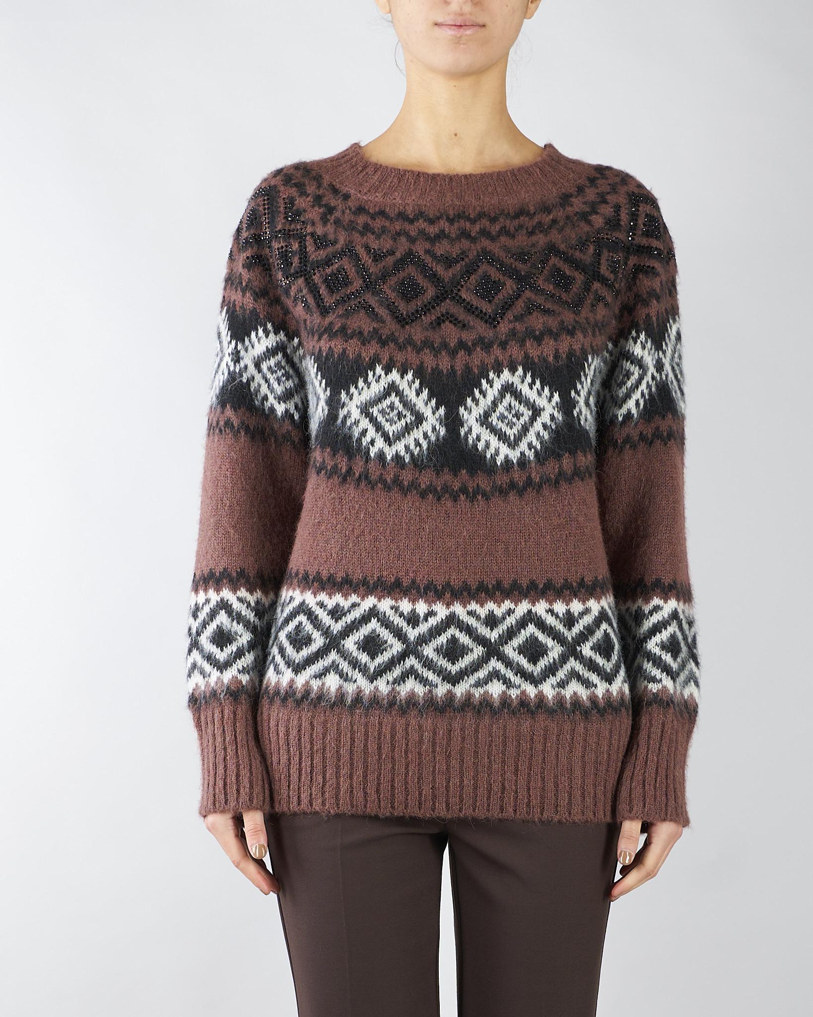 Maglia jacquard Marrone D47EM035EA1 MFA70 ERMANNO BY ERMANNO SCERVINO 