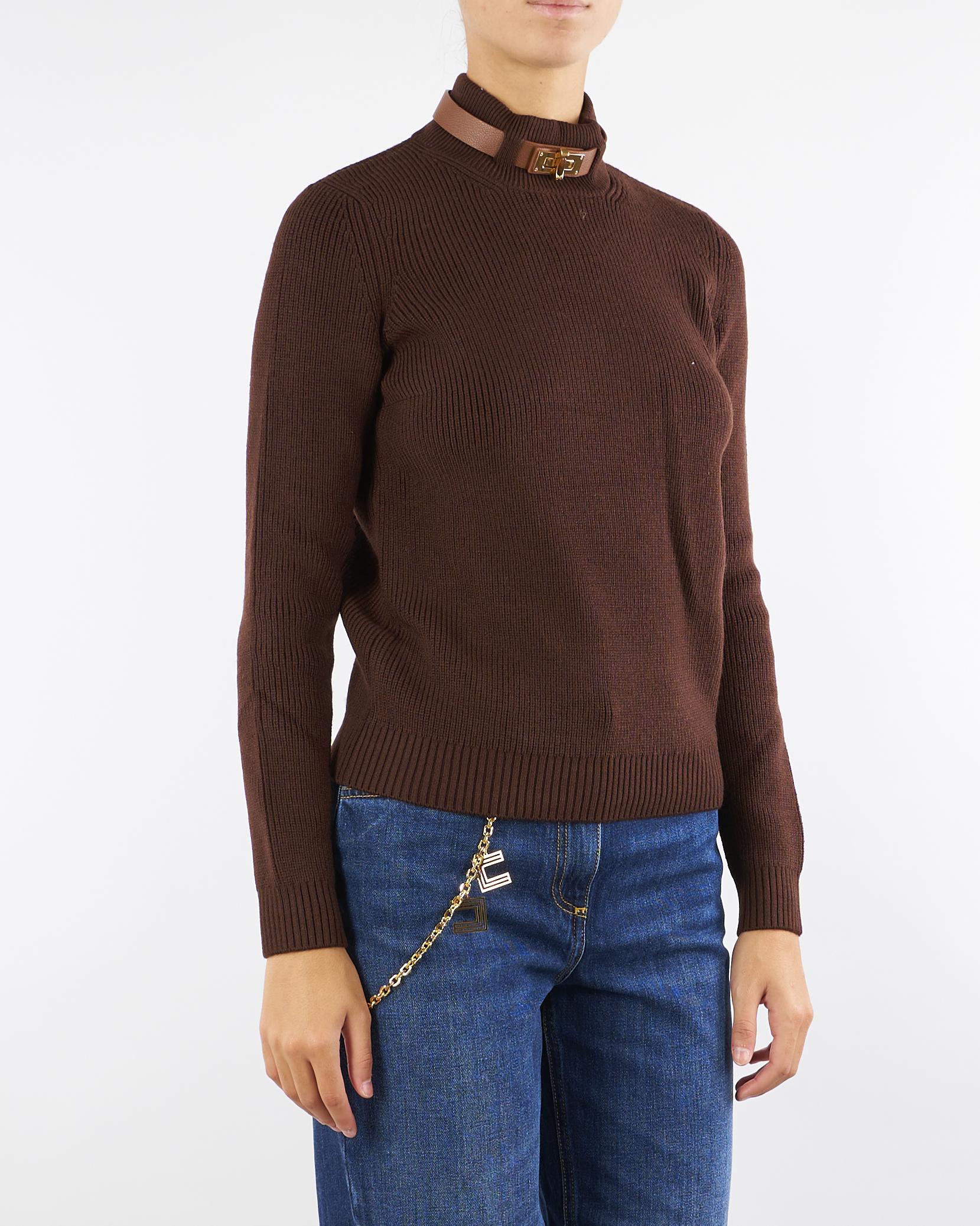 Maglia Coffee in misto lana con cinturino gioiello MK05S56E2 EA3 ELISABETTA FRANCHI 