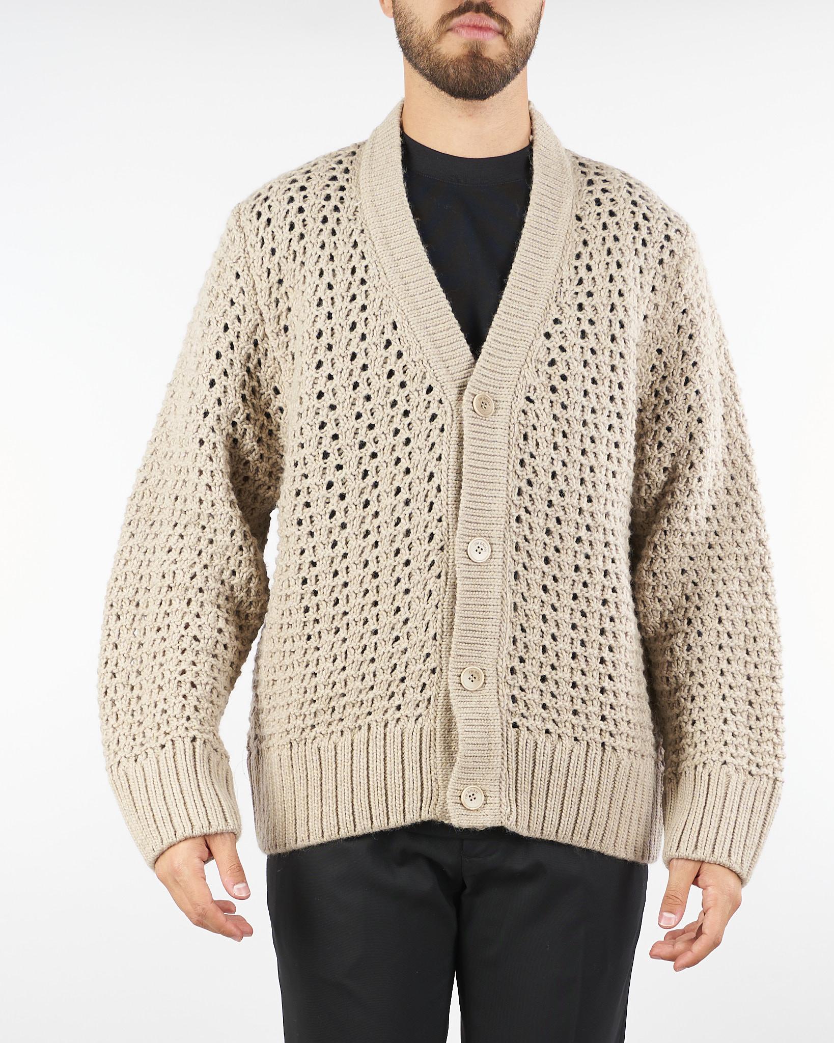Cardigan Beige traforato in lana MA3401 25 I'M BRIAN 