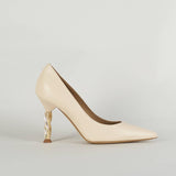 Decollete in pelle con tacco gold Wo Milano