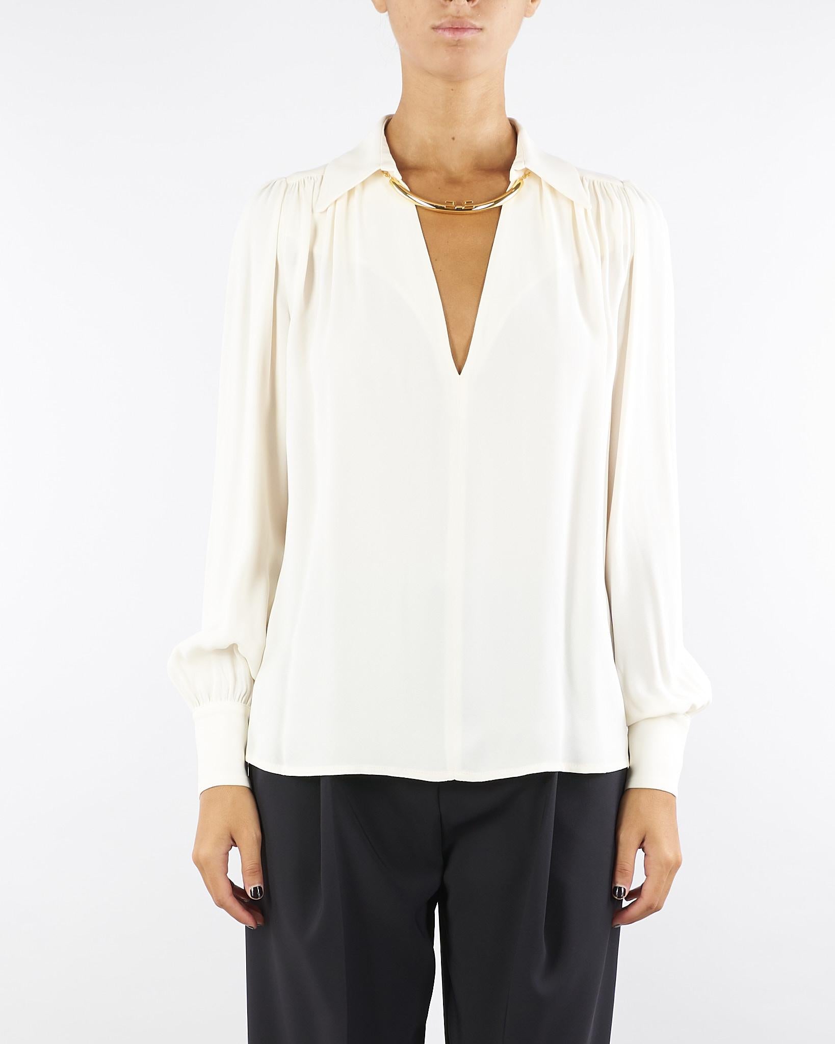 Camicia Milk in georgette con dettaglio gioiello CA12356E2 DZ9 ELISABETTA FRANCHI 