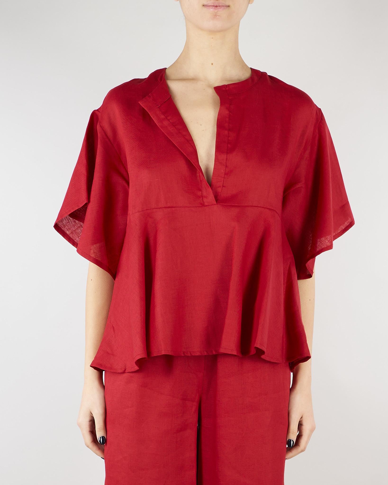 Blusa Rosso in lino SP5LE033 4031 ICONA 