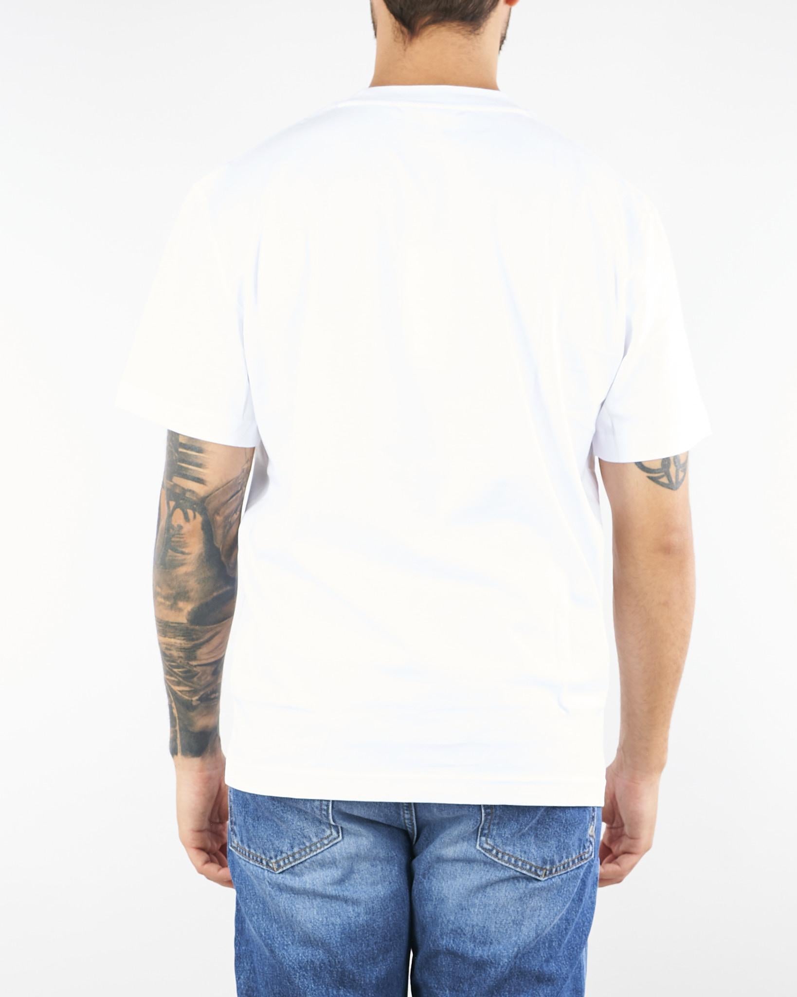 T-shirt Bianco in cotone con logo ricamato TH7318 001 LACOSTE 