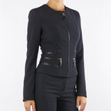 Giacca Nero in doppio crêpe con dettagli zip GI17356E2 110 ELISABETTA FRANCHI 