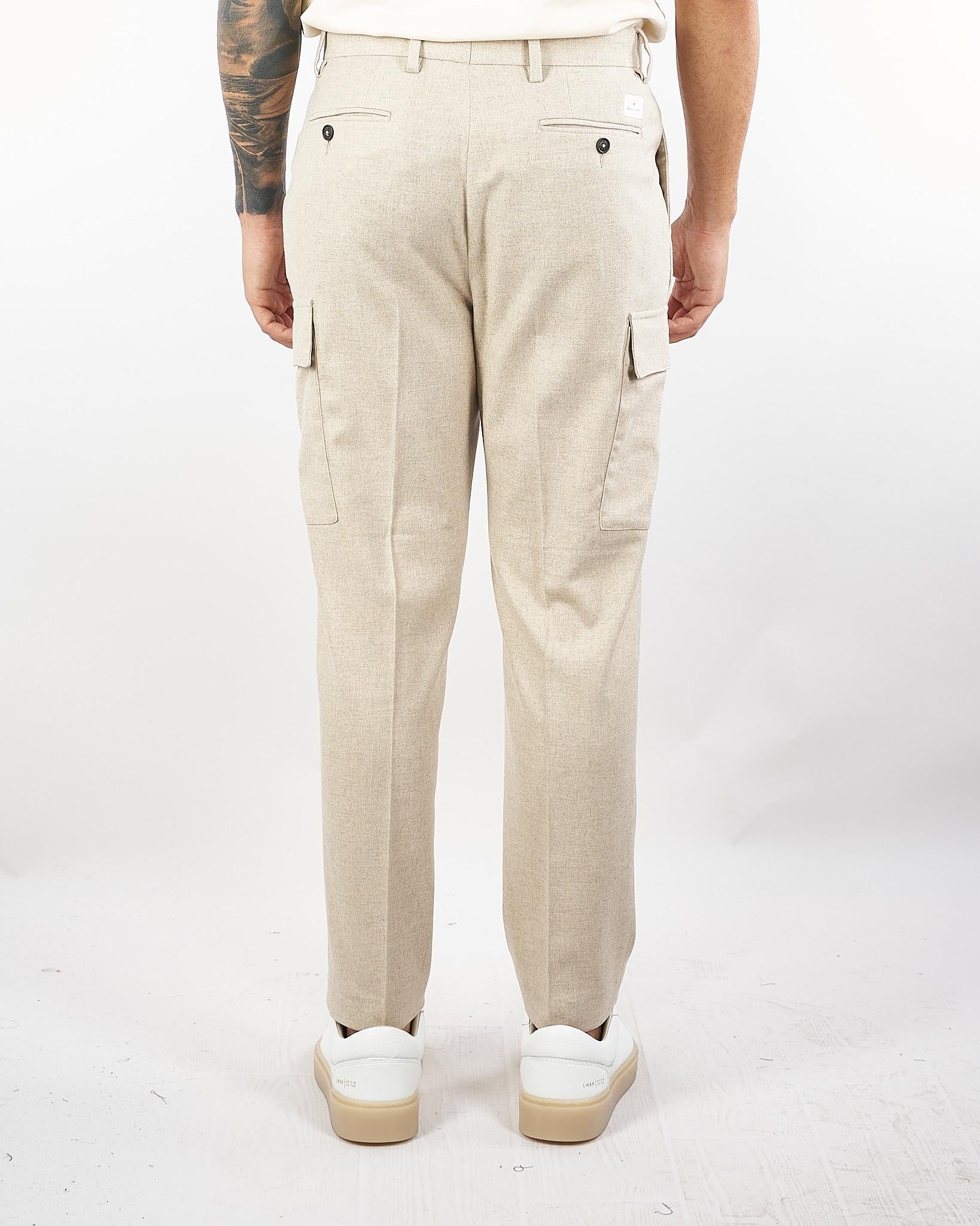 Pantalone Cargo Beige in flanella di lana 3932P1698253600 23 MANUEL RITZ 