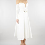 Body Avorio in jersey crêpe leggero con drappeggi BO01561E2 360 ELISABETTA FRANCHI 