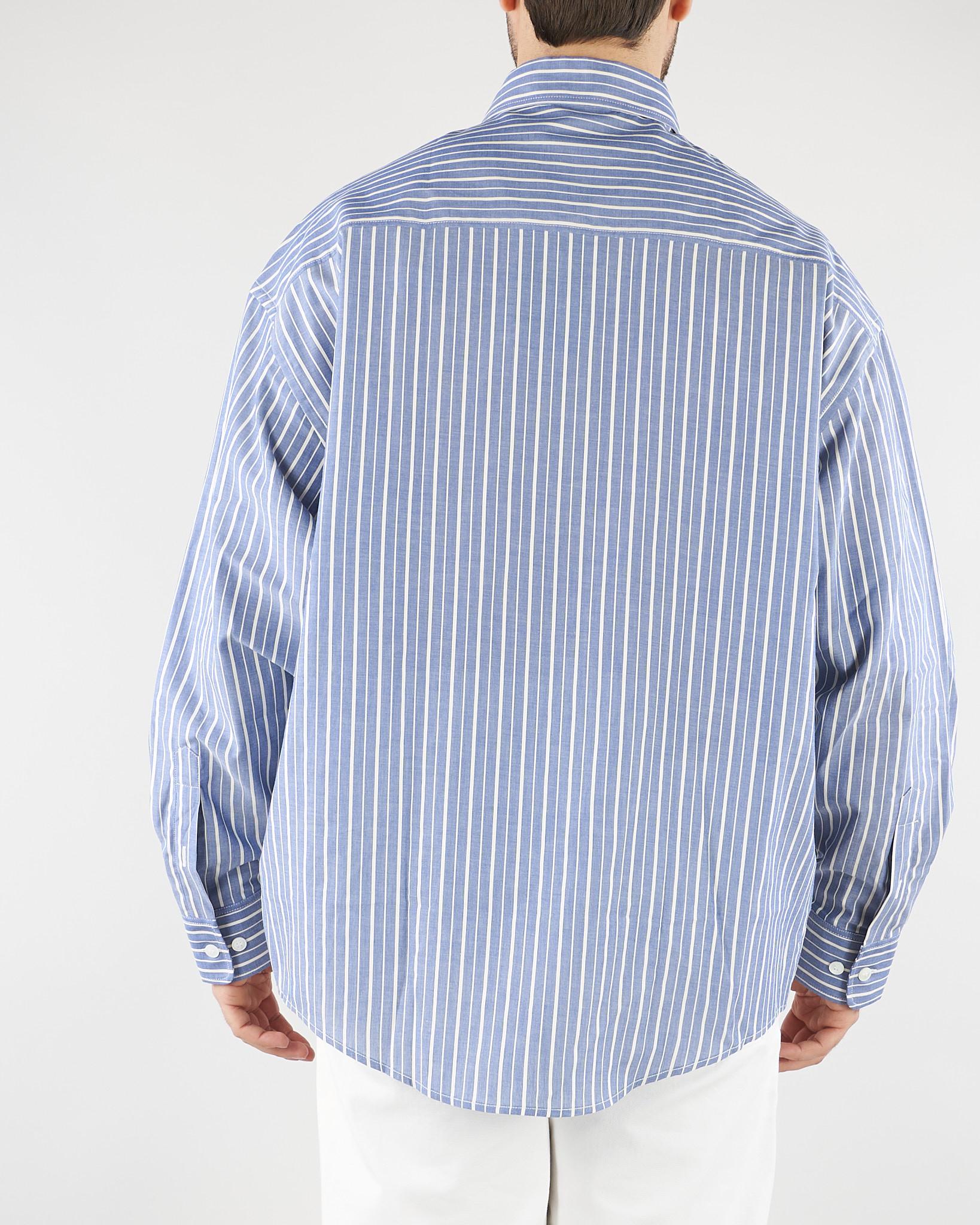 Camicia in cotone Blu-Bianco a righe Relaxed fit G2011522 RD11 PAOLO PECORA 