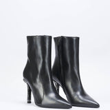 Stivaletto in pelle con tacco silver Wo Milano