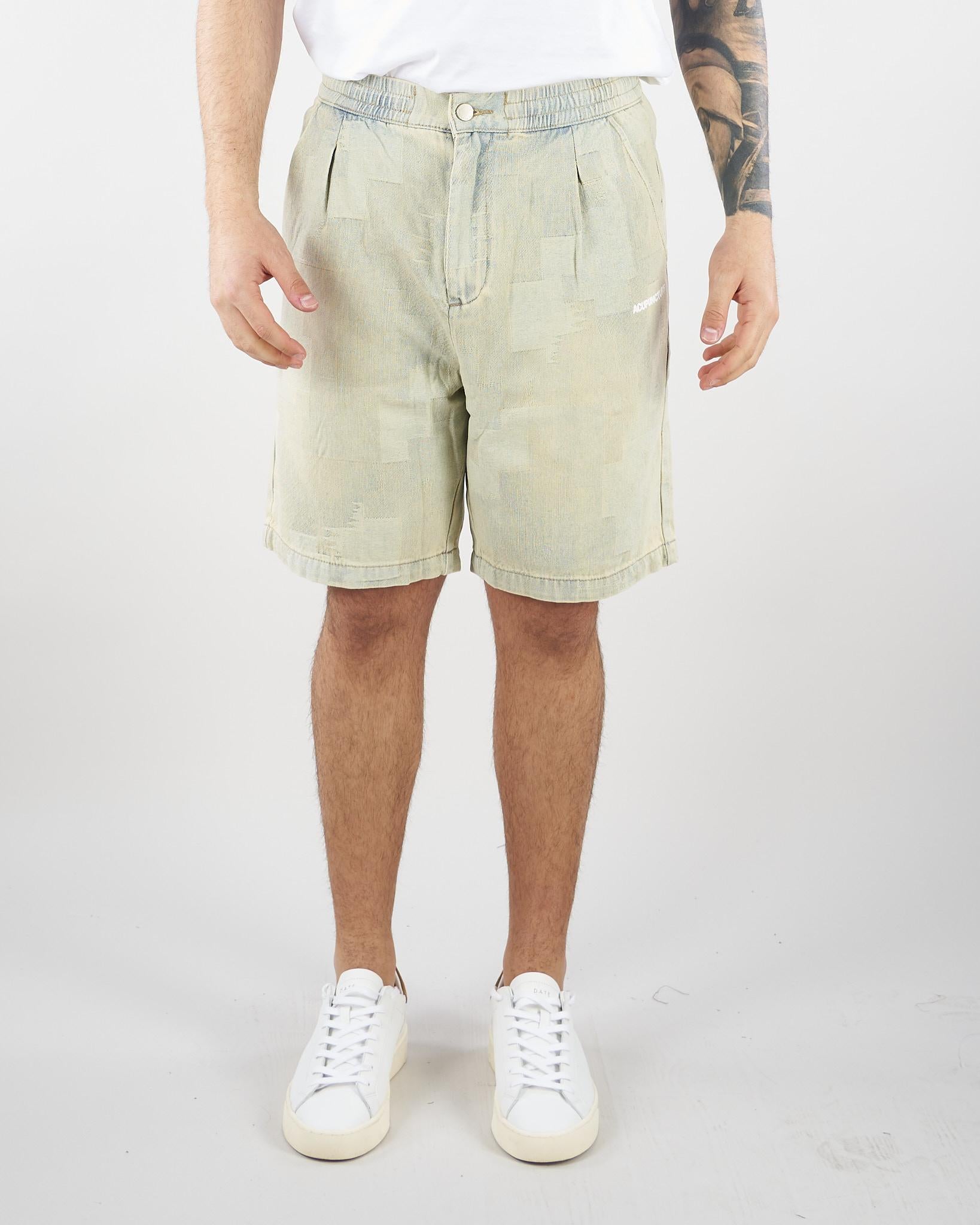 Bermuda Denim patchwork con logo HTEM822702 315 ACUPUNCTURE 