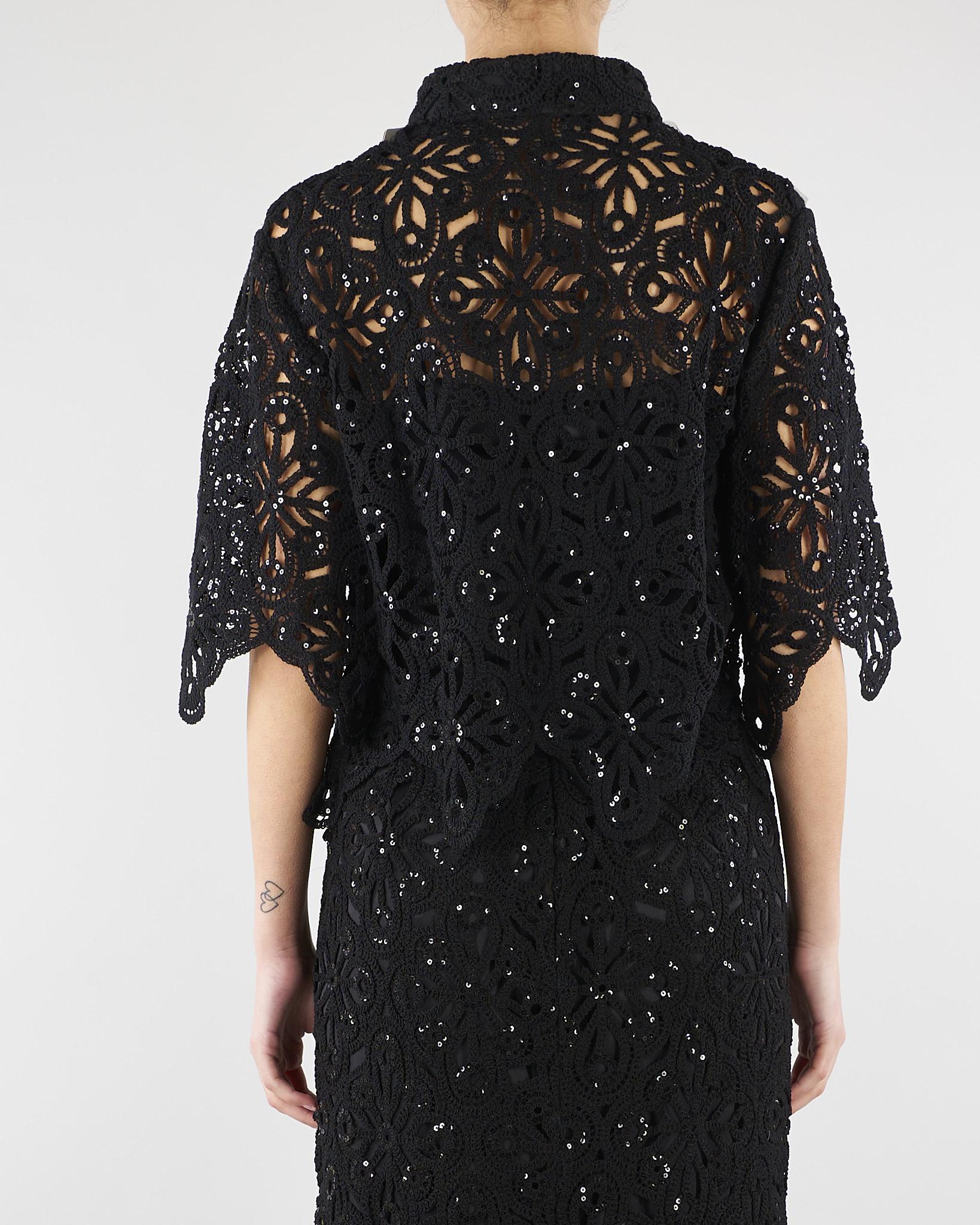 Camicia Nero in macramè con paillettes PBPGIULIVA 2 PENNY BLACK 