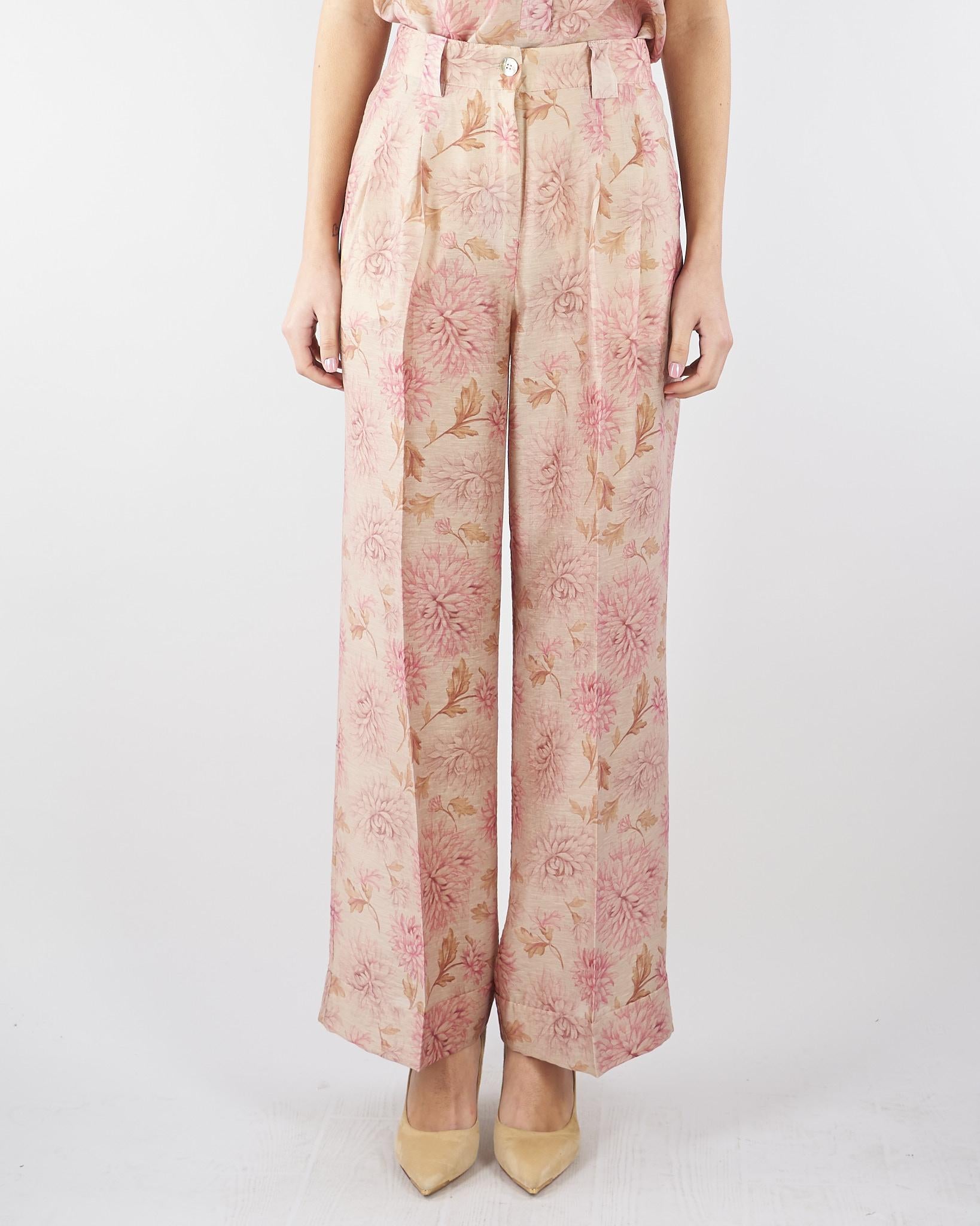 Pantalone ampio Rosa con piences in organza stampata PT1412450272 572 SEVENTY 