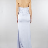 Abito Celeste in satin con drappeggio SS260381 25 ELEH 