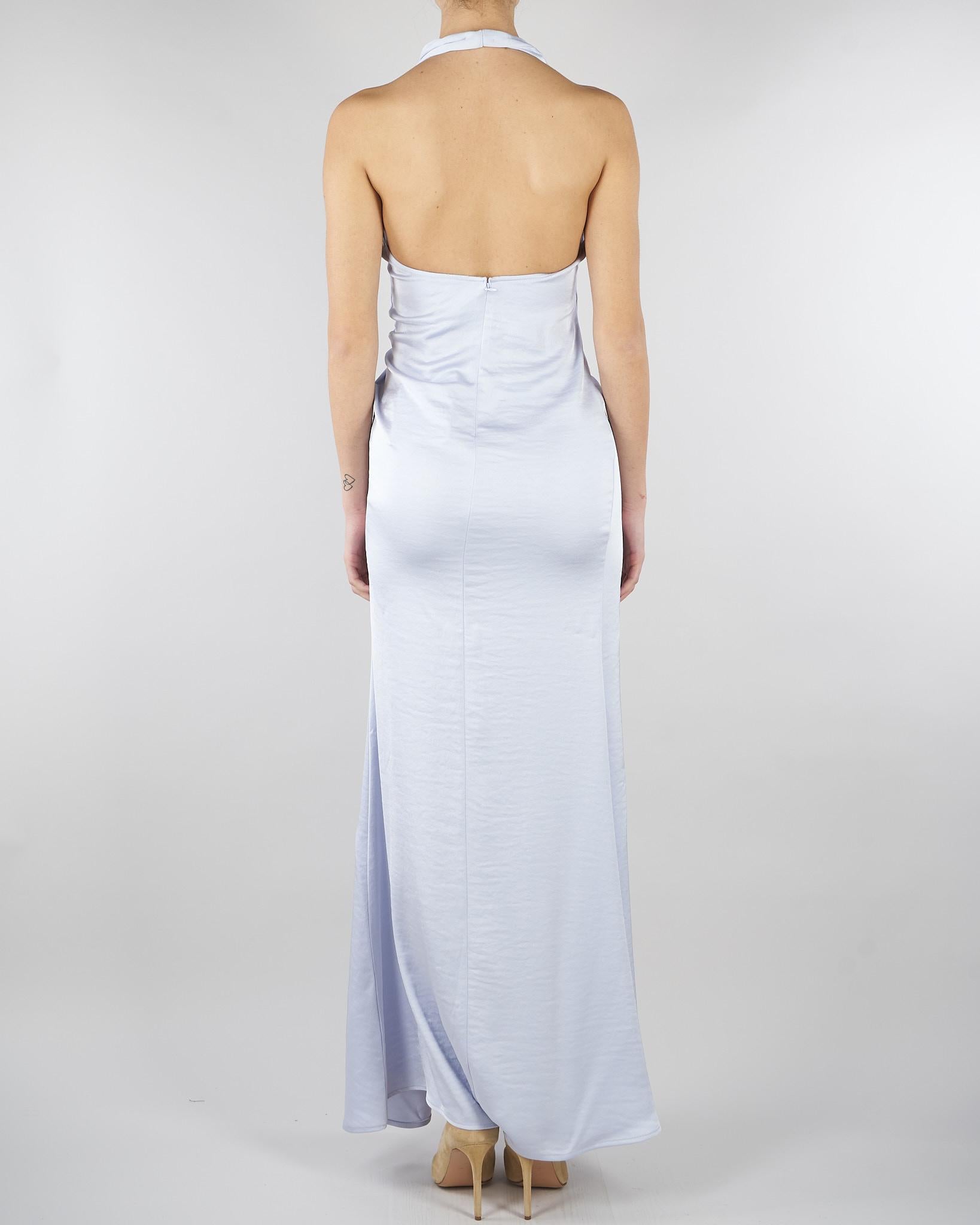 Abito Celeste in satin con drappeggio SS260381 25 ELEH 