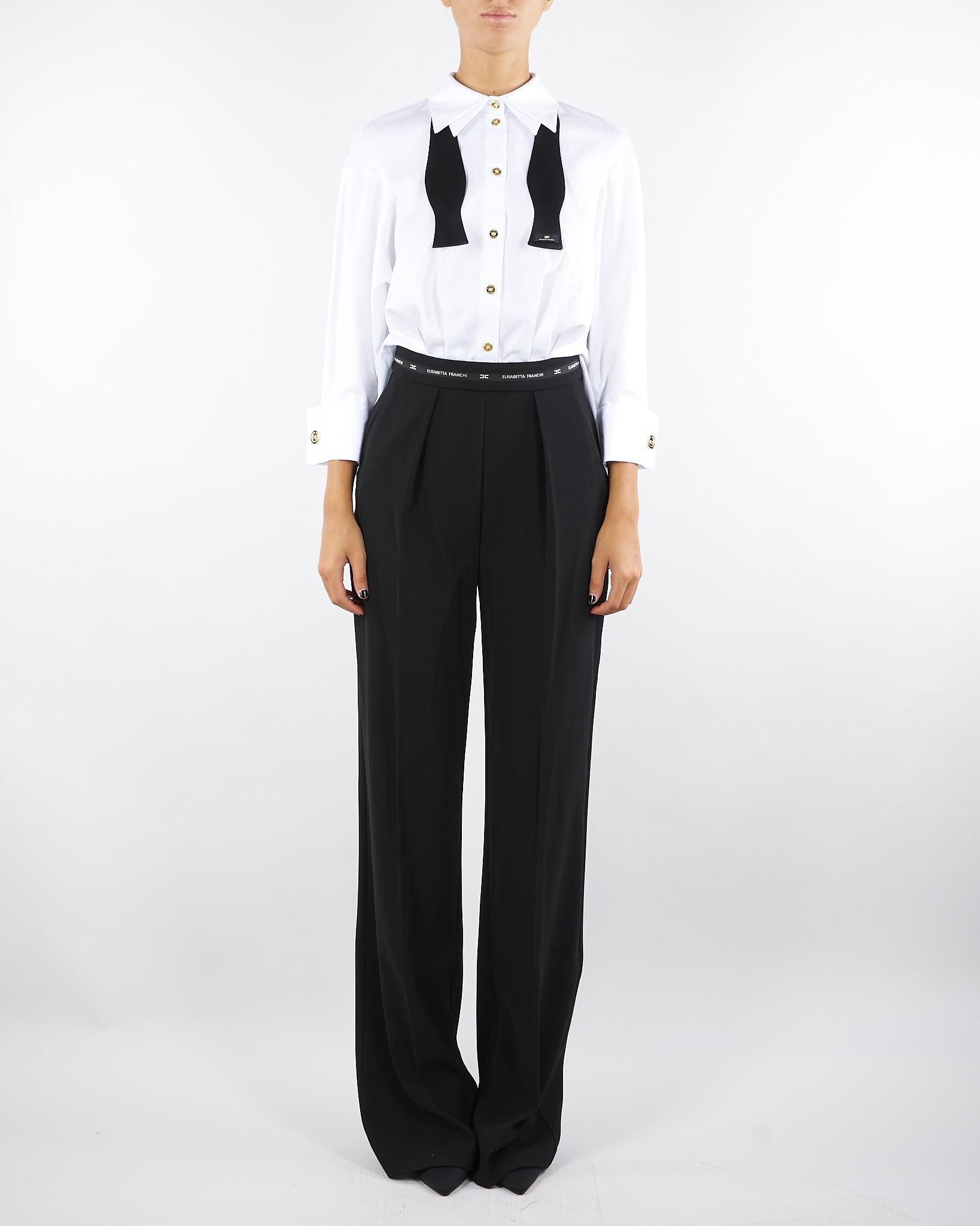 Tuta Bianco-Nero in popeline e crêpe leggero TU05656E2 221 ELISABETTA FRANCHI 