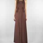 Abito Marrone svasato con pizzo ricamato D48EQ058ES7 MFB24 ERMANNO BY ERMANNO SCERVINO 