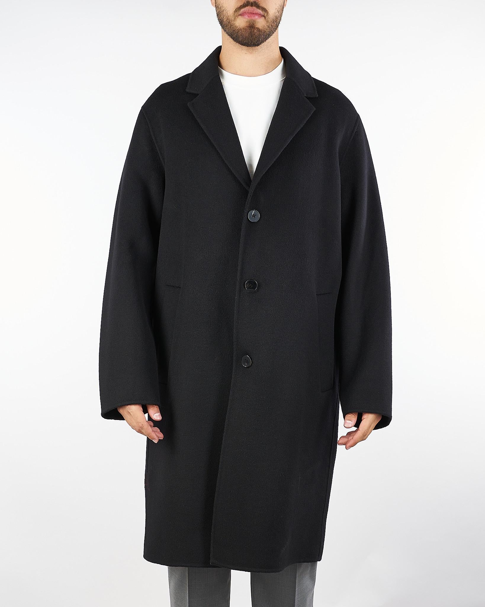 Cappotto Nero oversize in pura lana B6F0022 99 AMARANTO 