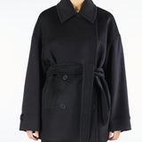 Giaccone Nero doppiopetto in drap di pura lana PAUSA 13 MAX MARA STUDIO 