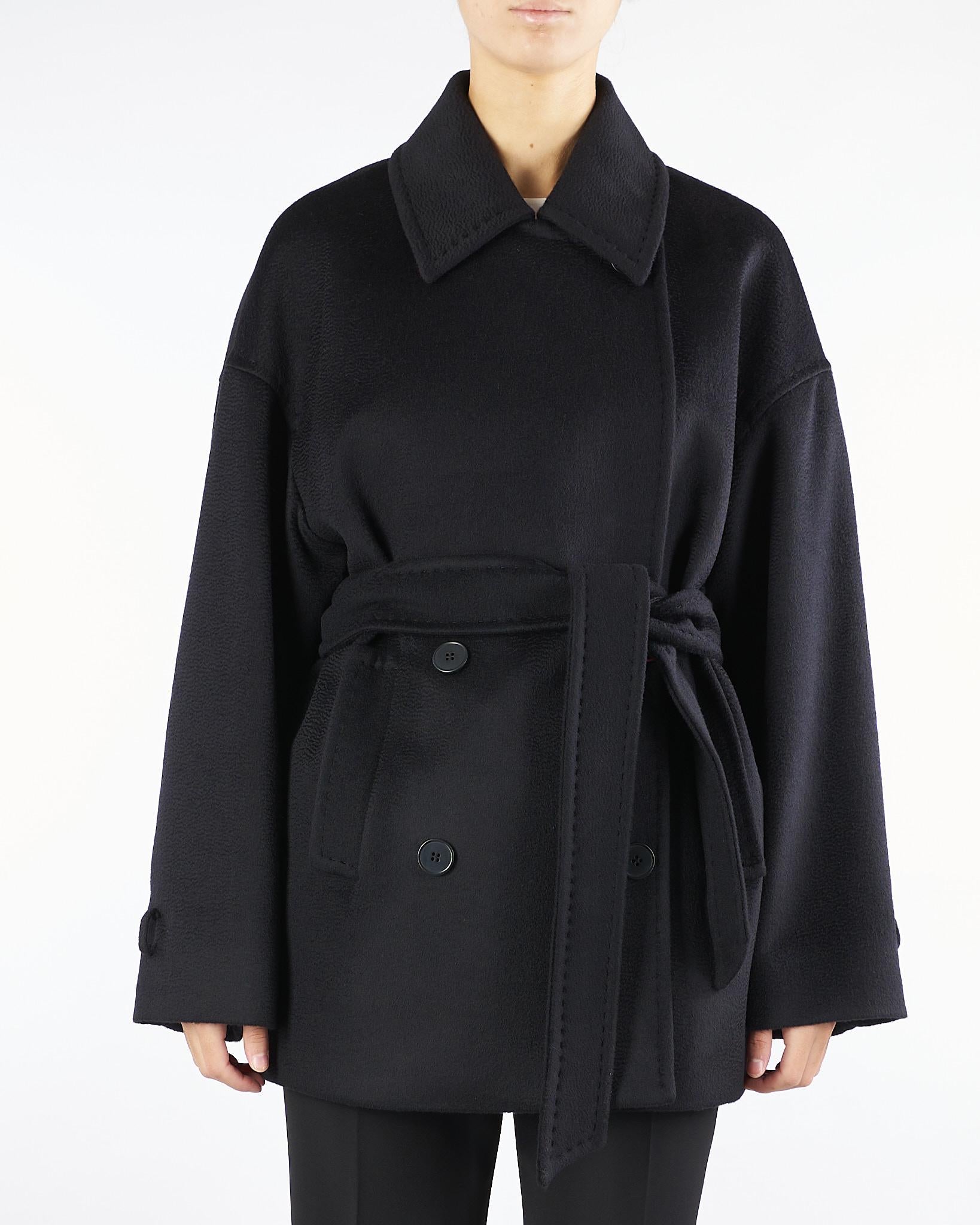 Giaccone Nero doppiopetto in drap di pura lana PAUSA 13 MAX MARA STUDIO 