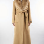 Cappotto Cammello in pura lana e cashmere con inserti in vera pelliccia AL409 47 ATELIER LEGORA 