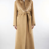 Cappotto Cammello in pura lana e cashmere con inserti in vera pelliccia AL409 47 ATELIER LEGORA 