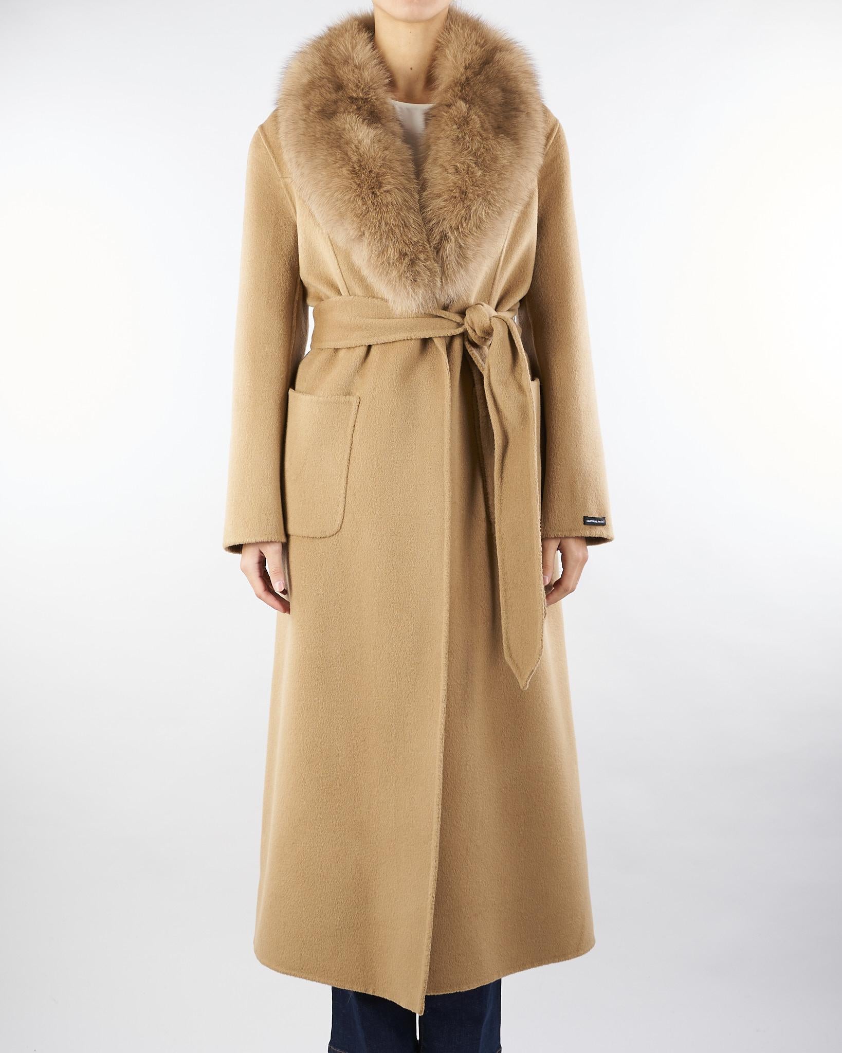 Cappotto Cammello in pura lana e cashmere con inserti in vera pelliccia AL409 47 ATELIER LEGORA 