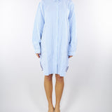 Maxi camicia a righe Azzurro-Bianco in cotone