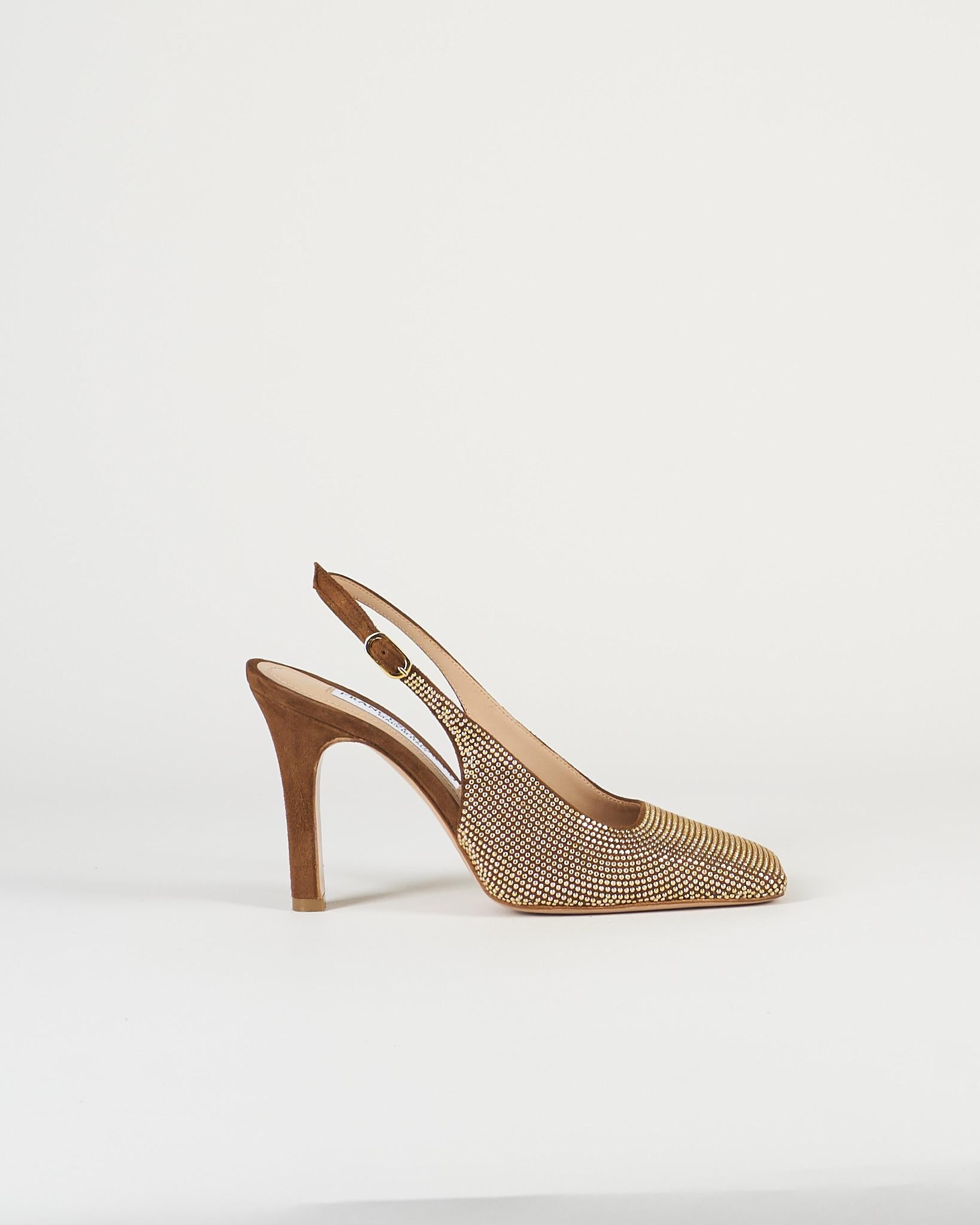 Slingback Tabacco in suede con micro borchie 7530 1 FRANCESCO SACCO 