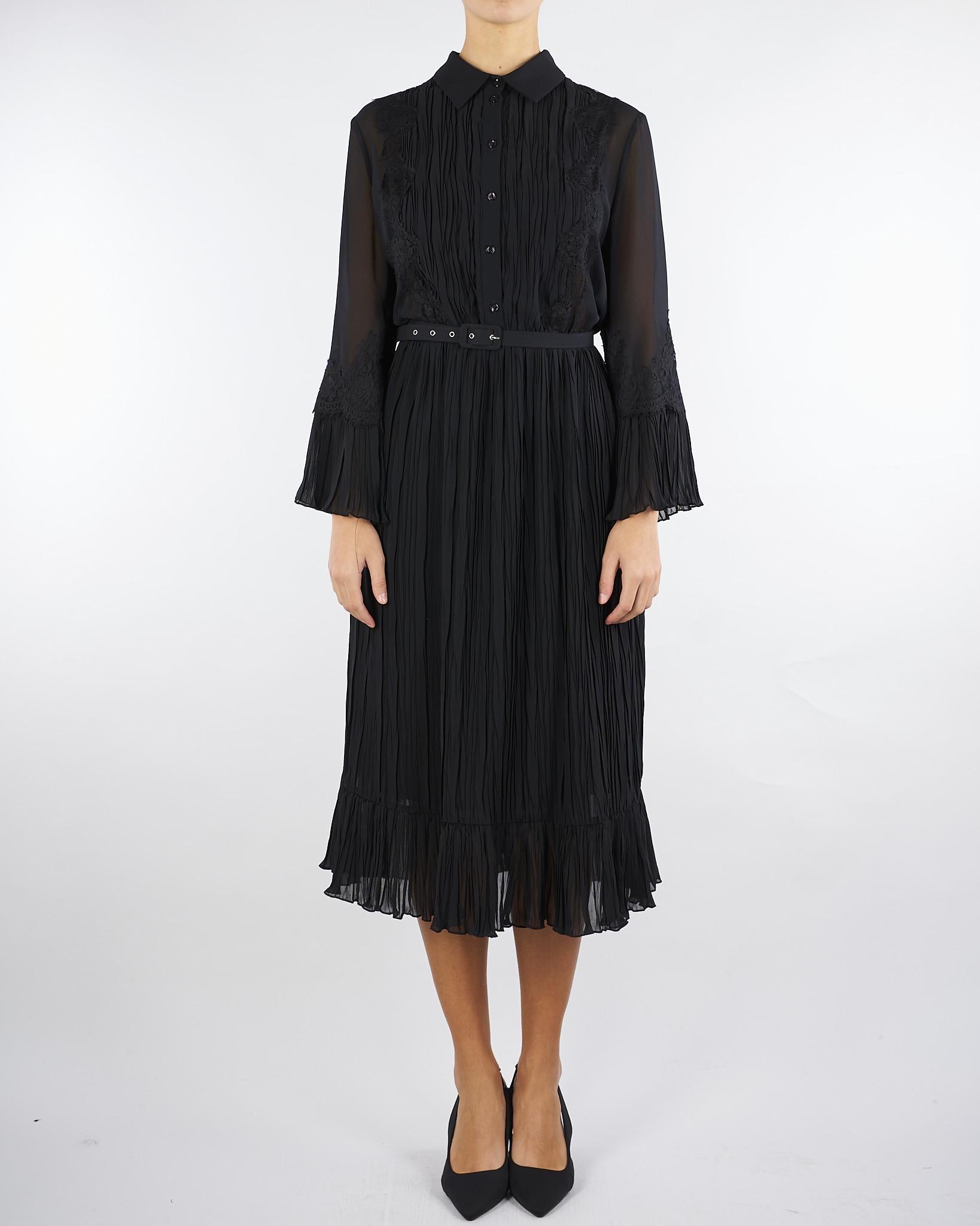 Abito Chemisier Nero con plisse D47EQ032E62 MF099 ERMANNO BY ERMANNO SCERVINO 