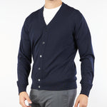 Cardigan Blu in pura lana merinos finezza 16 A005F001 6462 PAOLO PECORA 