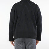 Cardigan Nero Relaxed fit con fantasia jacquard MA3418 9 I'M BRIAN 