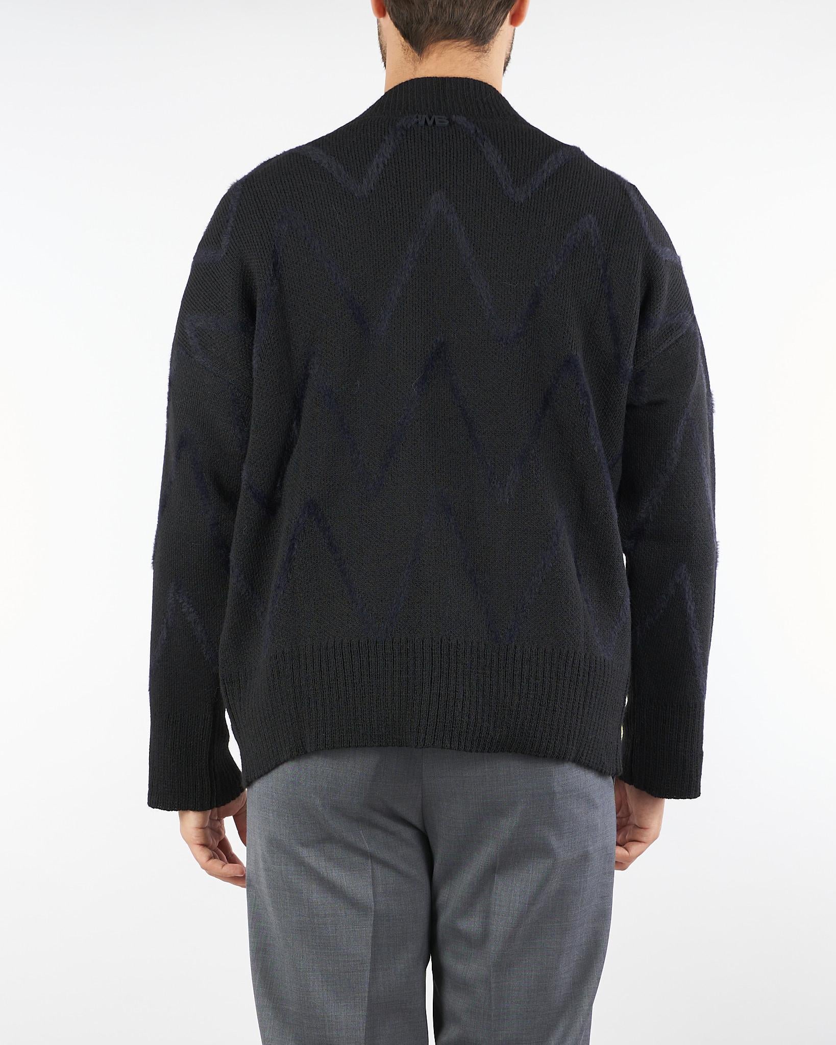 Cardigan Nero Relaxed fit con fantasia jacquard MA3418 9 I'M BRIAN 