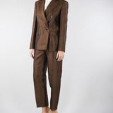 Pantalone Marrone in shantung MSTZINCO 2 MAX MARA STUDIO 