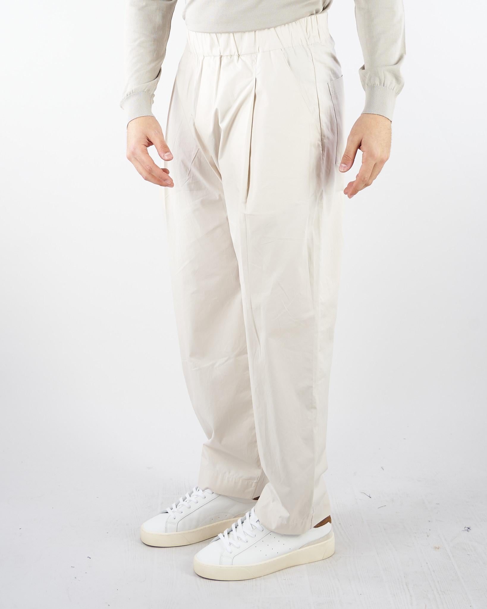 Pantalone Crema in cotone con elastico S6PKMAPA004 013 A PAPER KID 