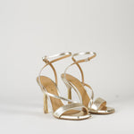 Sandalo Oro in pelle lamè con tacco con frange W395 50 WO MILANO 
