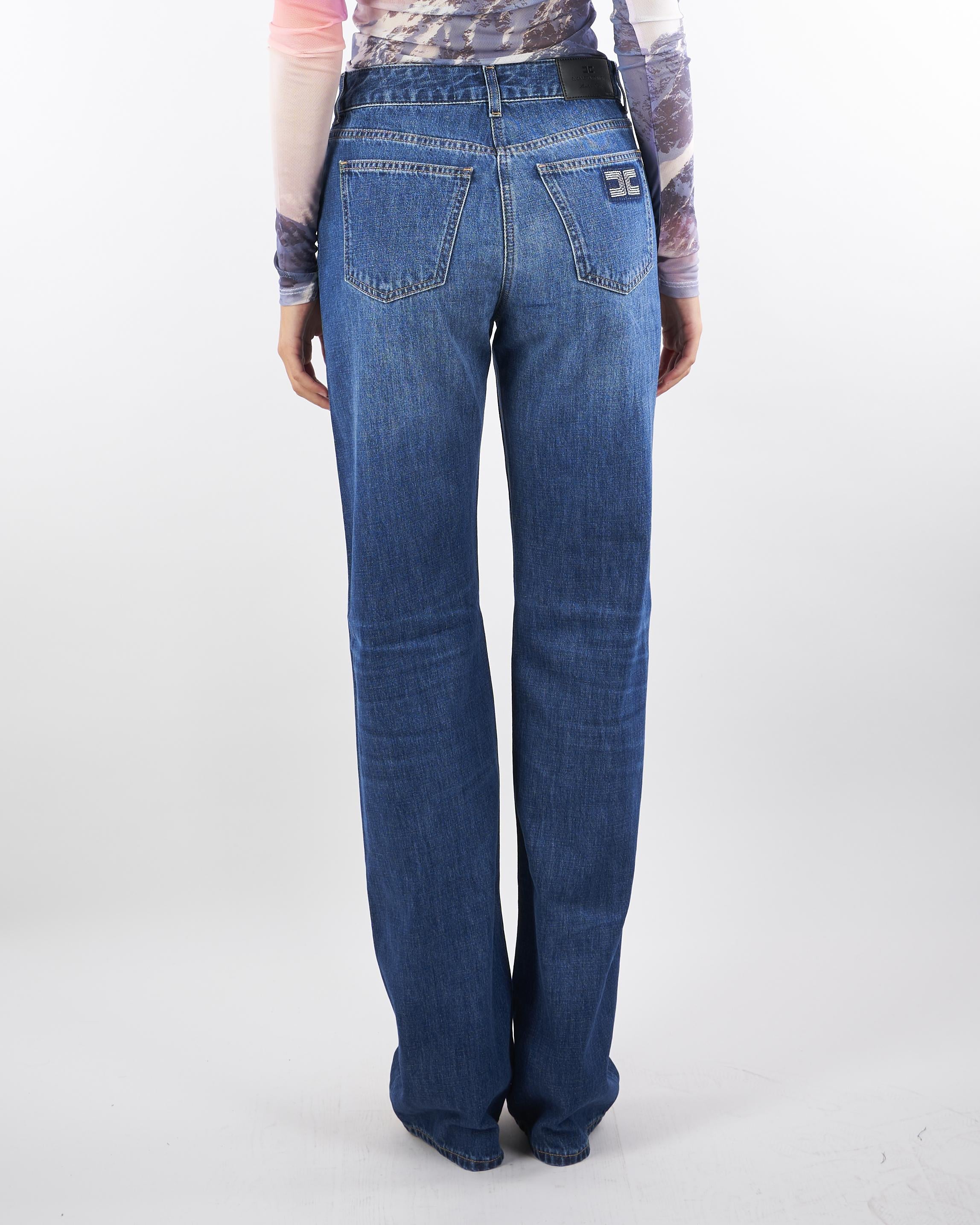 Jeans a palazzo con dettagli logo PJ09I56E2 104 ELISABETTA FRANCHI 