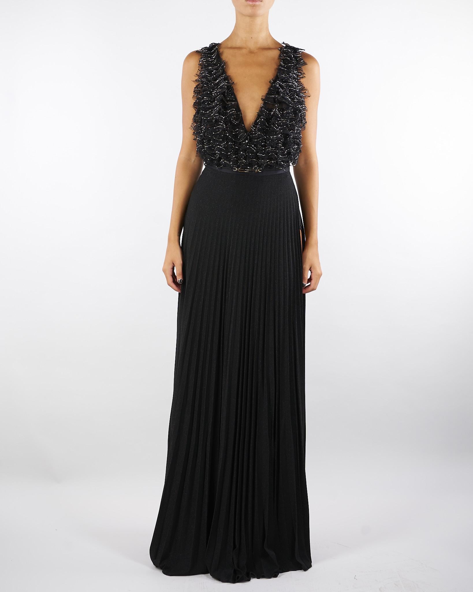 Abito Nero Red Carpet in tulle e jersey con cristalli ABR1957E2 110 ELISABETTA FRANCHI 