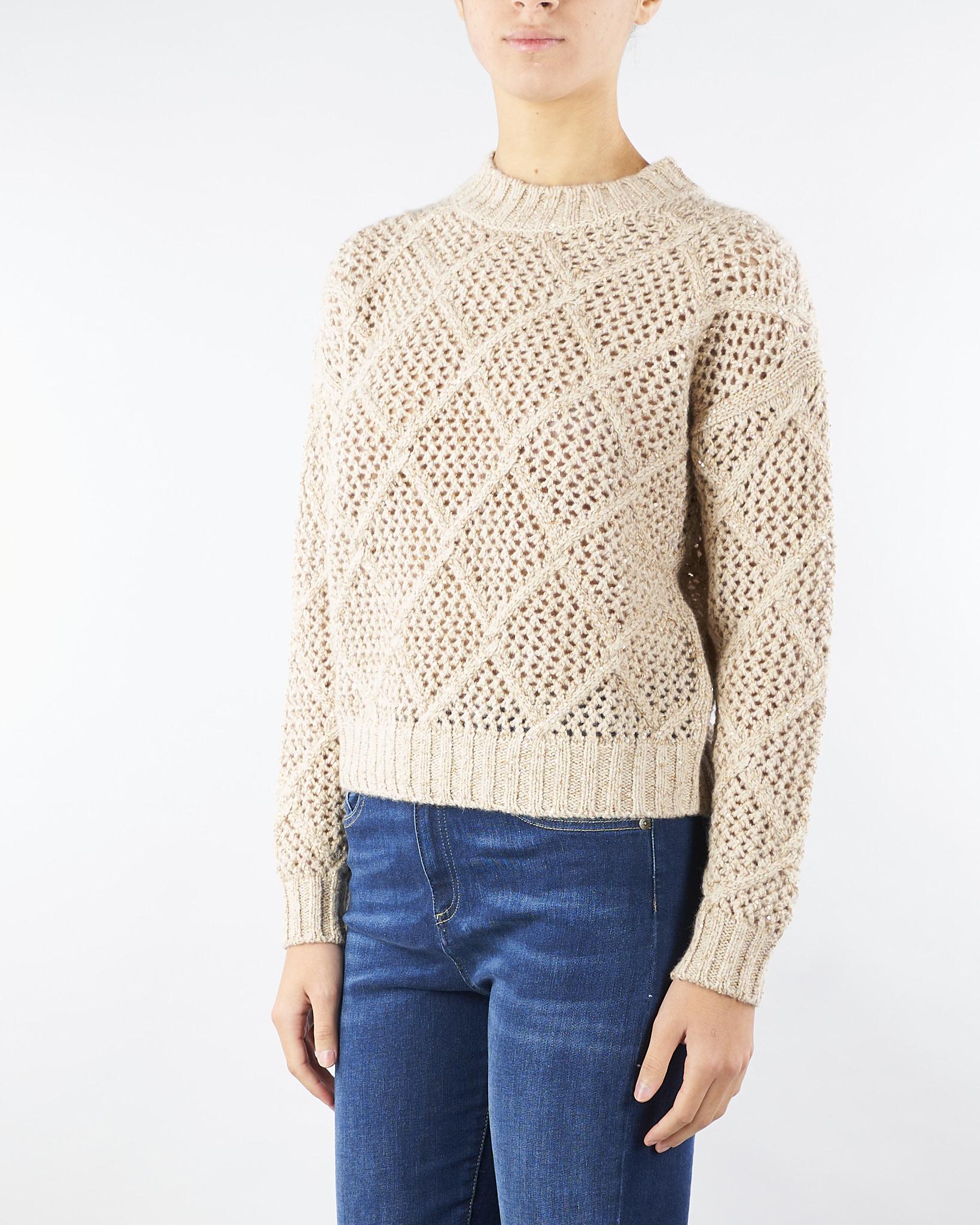 Maglia boxy Beige in lana e cachemire con paillette ELLADE 1 MAX MARA STUDIO 