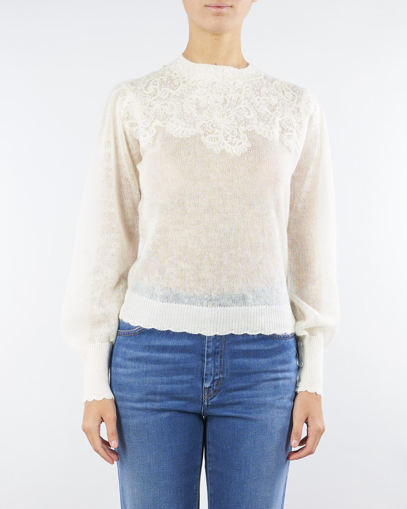 Maglia Panna in mohair con ricamo in pizzo TT3470 282 TWIN SET 