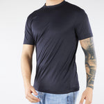 T-shirt Blu in misto lyocell e cotone con logo al fondo EM006691AF10017 UB118 EMPORIO ARMANI 