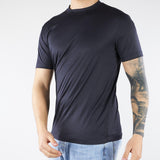 T-shirt Blu in misto lyocell e cotone con logo al fondo EM006691AF10017 UB118 EMPORIO ARMANI 