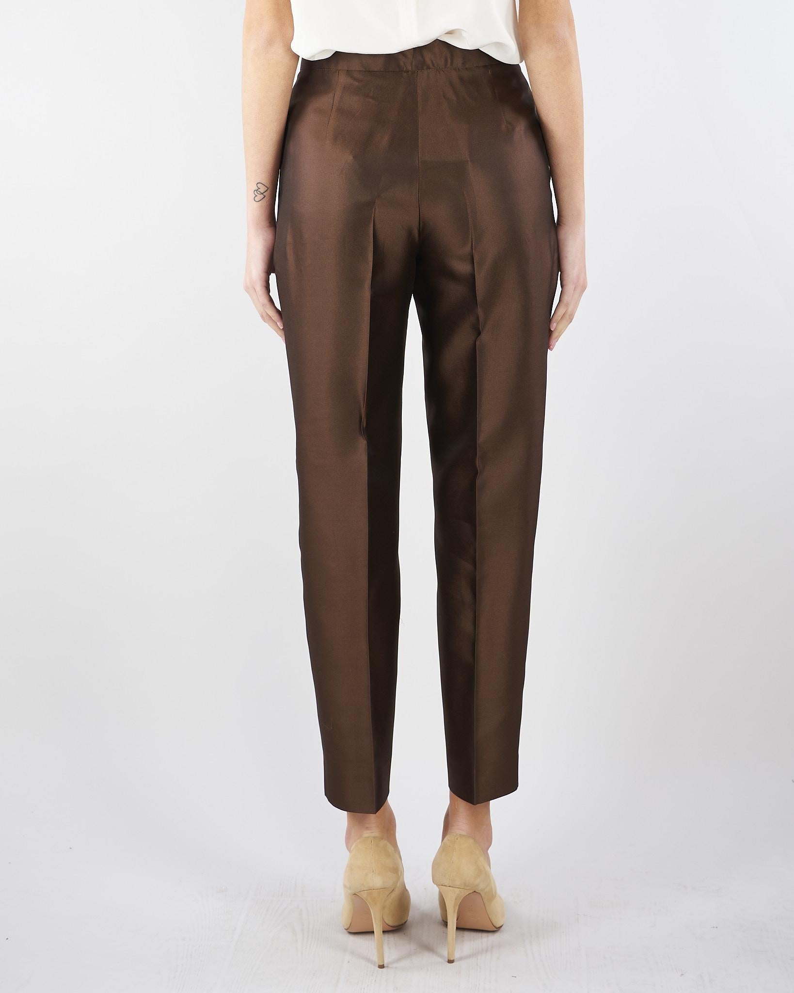 Pantalone Marrone in shantung MSTZINCO 2 MAX MARA STUDIO 