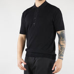 Polo Nero in maglia di viscosa LM26002 D001 LOW BRAND 