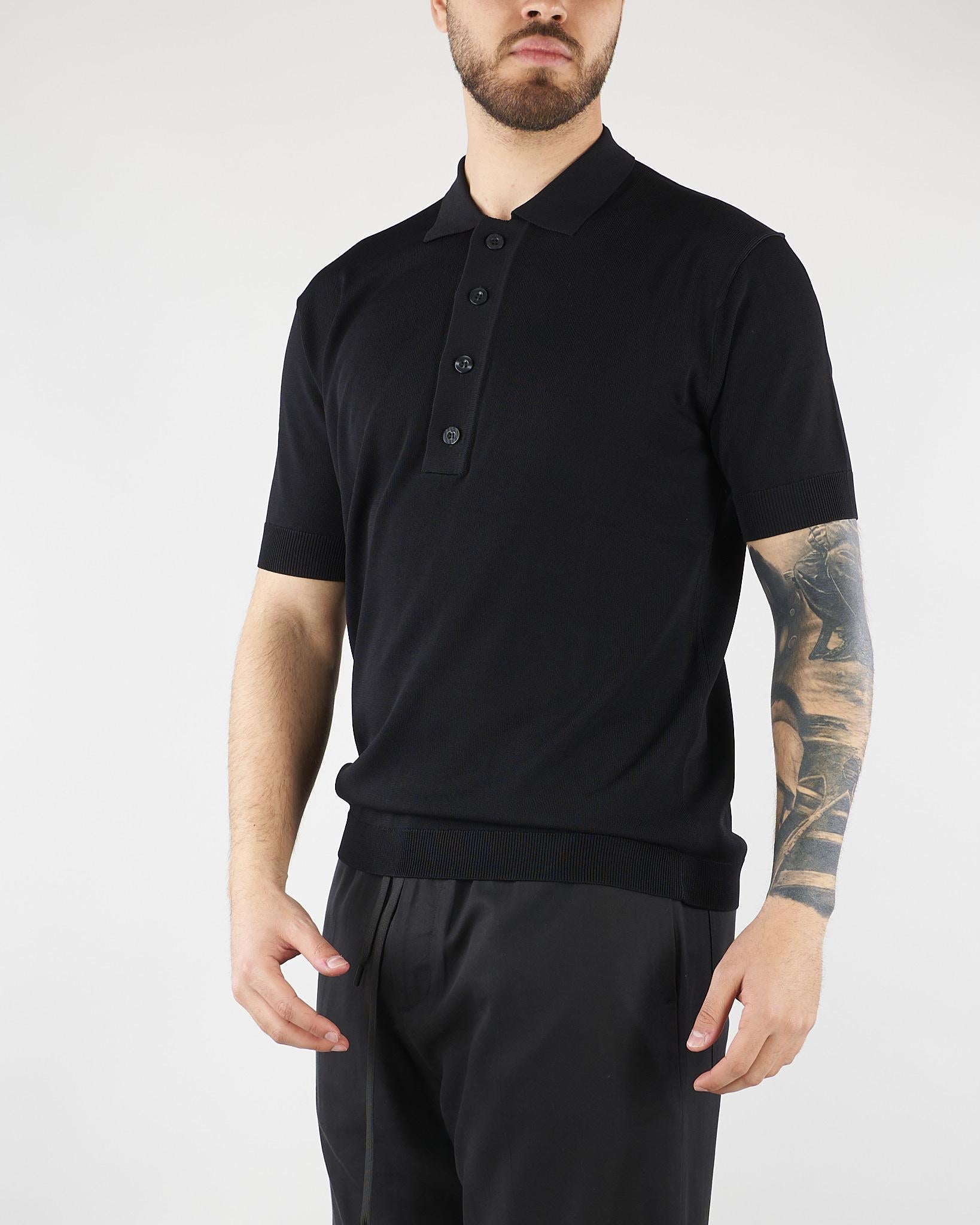 Polo Nero in maglia di viscosa LM26002 D001 LOW BRAND 