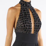 Tuta Nero in tulle e crêpe con ricami cocco TU06257E2 110 ELISABETTA FRANCHI 